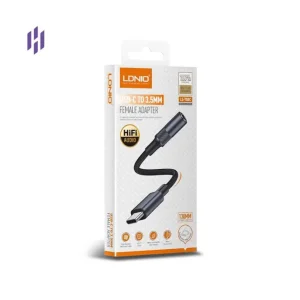 Empaque del adaptador LDNIO LS-Y80C USB-C a audio 3.5 mm.