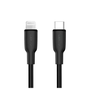 Conectores USB-C y Lightning del cable ArgomTech Dura Flex negro.