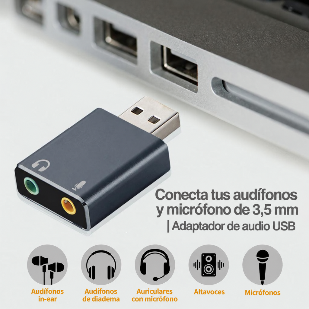 Adaptador de audio USB ArgomTech a 3,5 mm: Conecta tus audífonos y micrófono de 3,5 mm