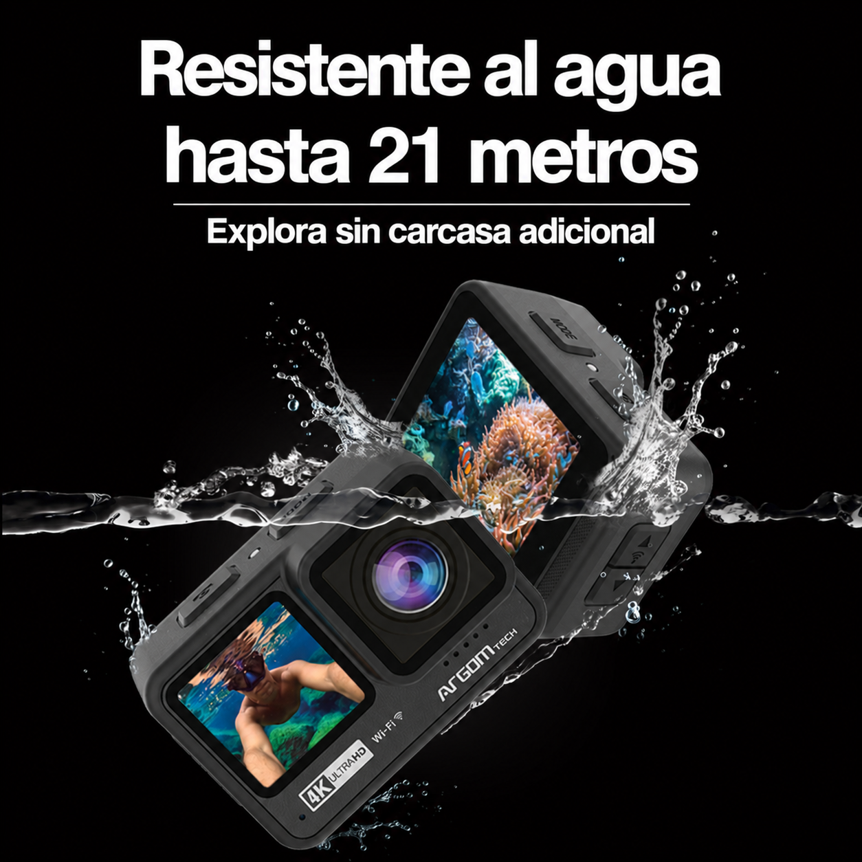 C&aacute;mara de acci&oacute;n ArgomTech Epic 90 4K: Resistente al agua hasta 21 metros