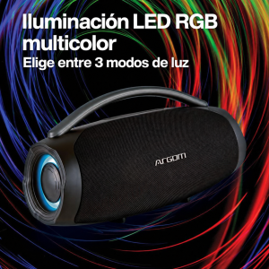 Bocina Bluetooth ArgomTech Radyon X49 de 70 W: Iluminación LED RGB multicolor