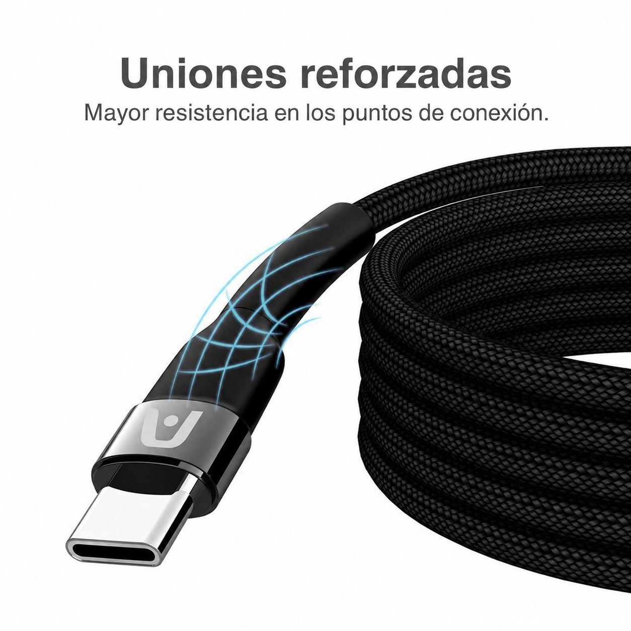 Cable USB-C ArgomTech Dura Speed de 240 W y 1,8 m: Uniones reforzadas