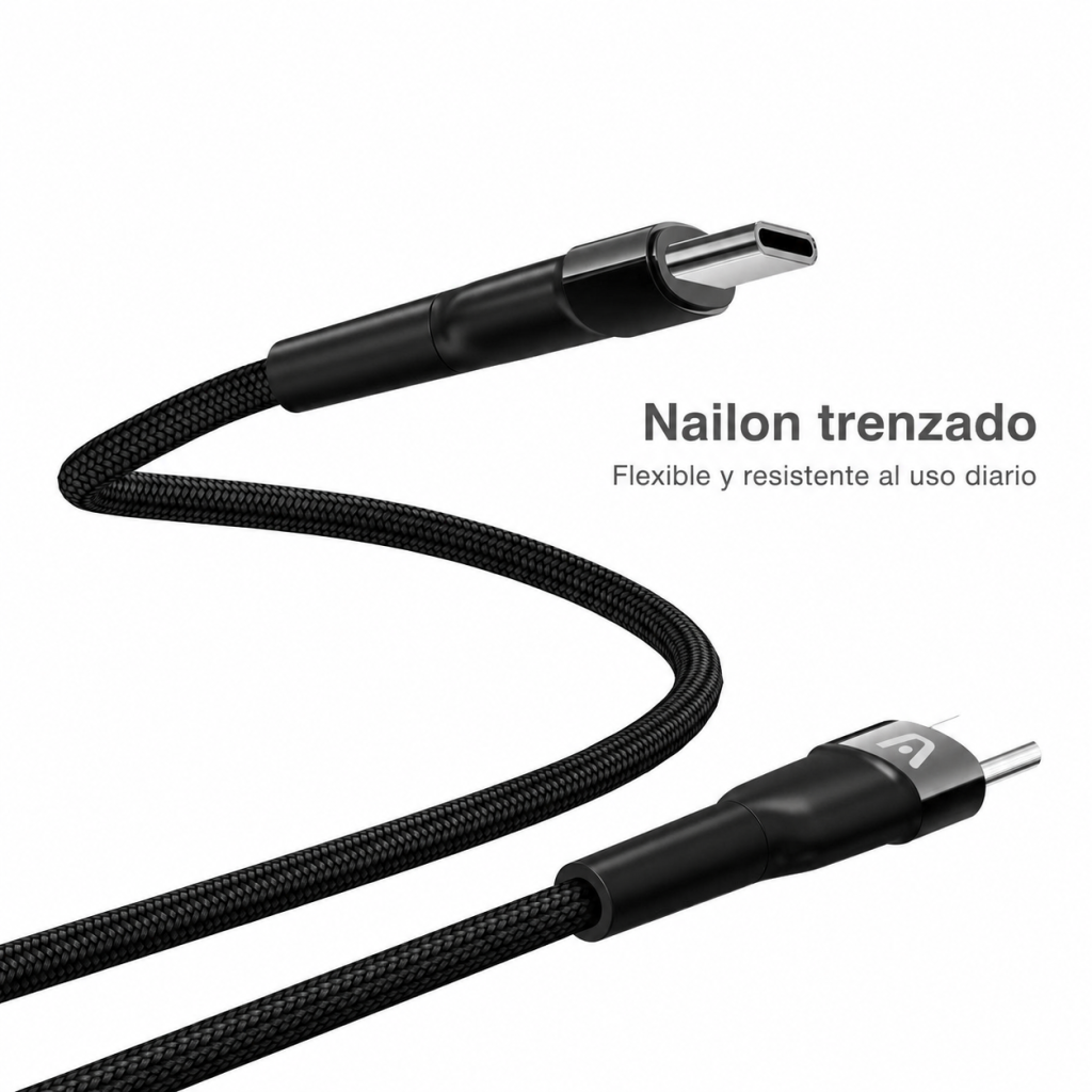 Cable USB-C ArgomTech Dura Speed de 240 W y 1,8 m: Nailon trenzado