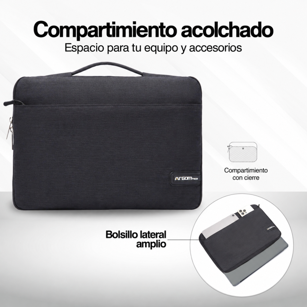 Funda ArgomTech Urban para laptop de 15,6 pulgadas: Compartimiento acolchado