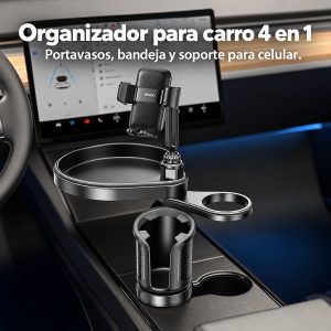Organizador Yesido C274 instalado en el portavasos del carro
