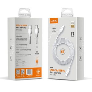 Empaque de Cable LDNIO LC122C USB-C a USB-C de 65 W, 2 m