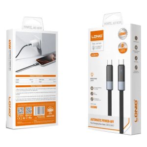 Empaque de Cable LDNIO LC241C USB-C a USB-C de 65 W, 1 m