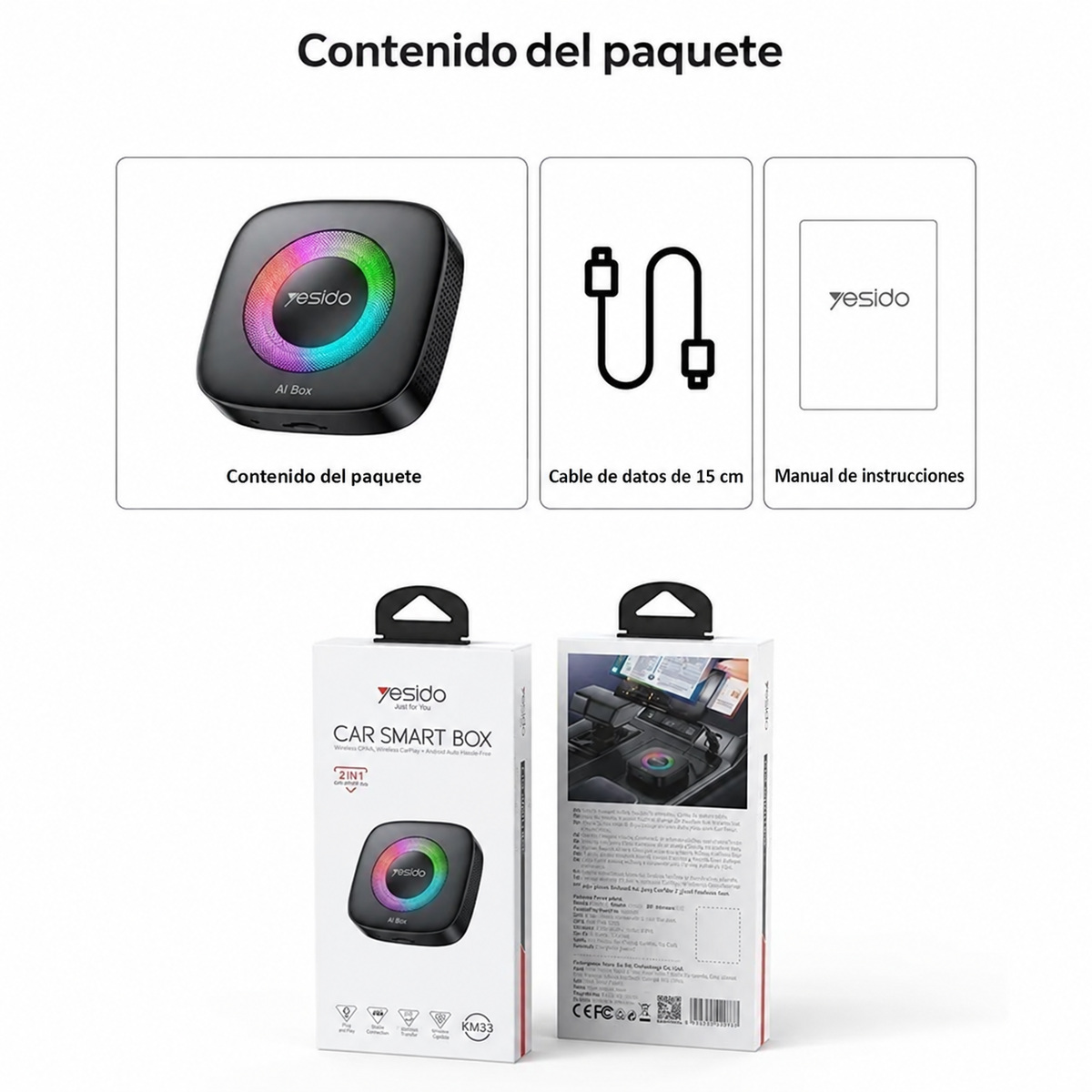 Contenido del paquete del modelo Yesido KM33