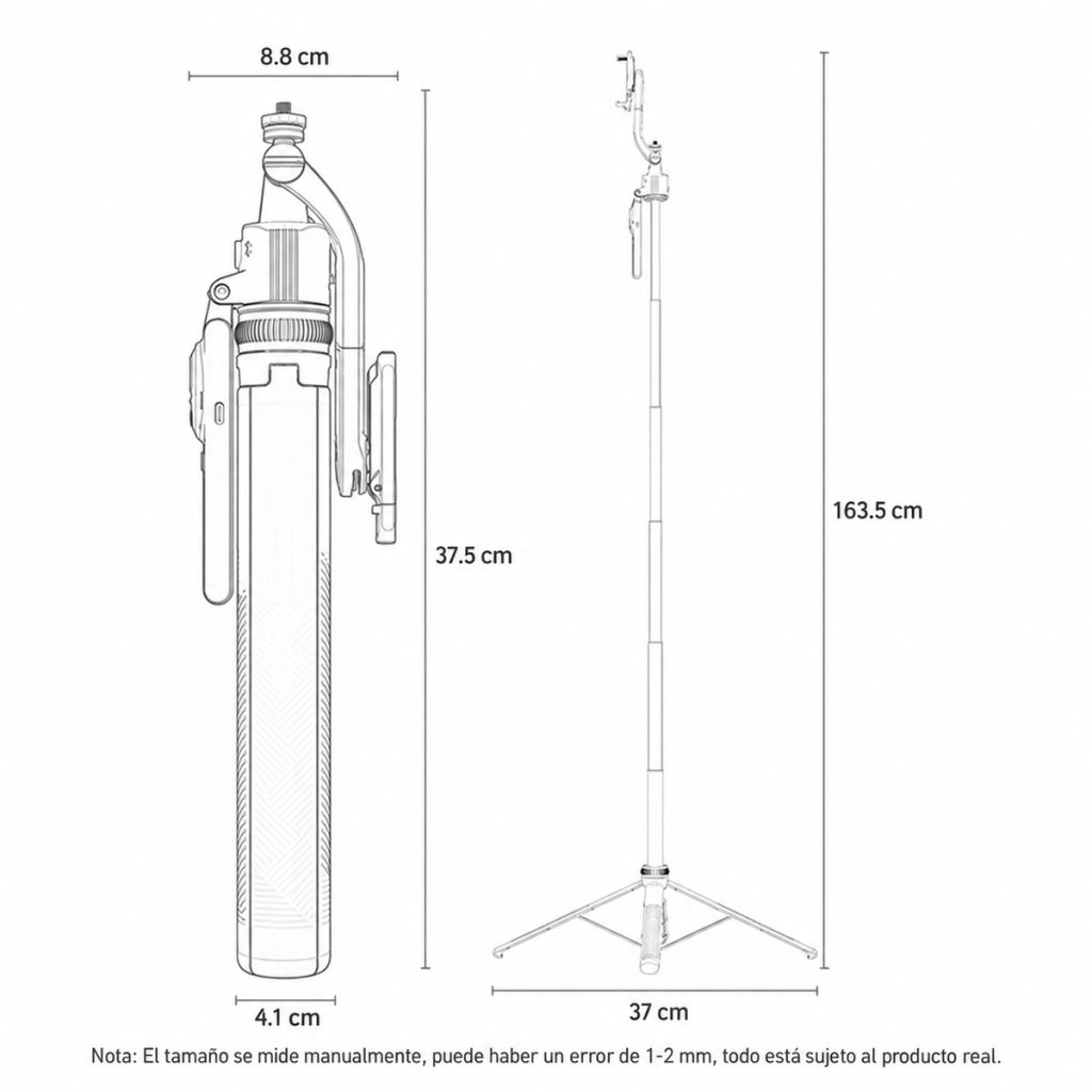 Dimensiones del trípode del modelo Yesido SF23